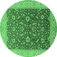 thumbnail image 1 of Ahgly Company Indoor Round Oriental Emerald Green Traditional Area Rugs, 4' Round, 1 of 4
