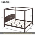 thumbnail image 5 of King Size Canopy Platform Bed with Headboard and Support Legs, Brown Wash, 5 of 10