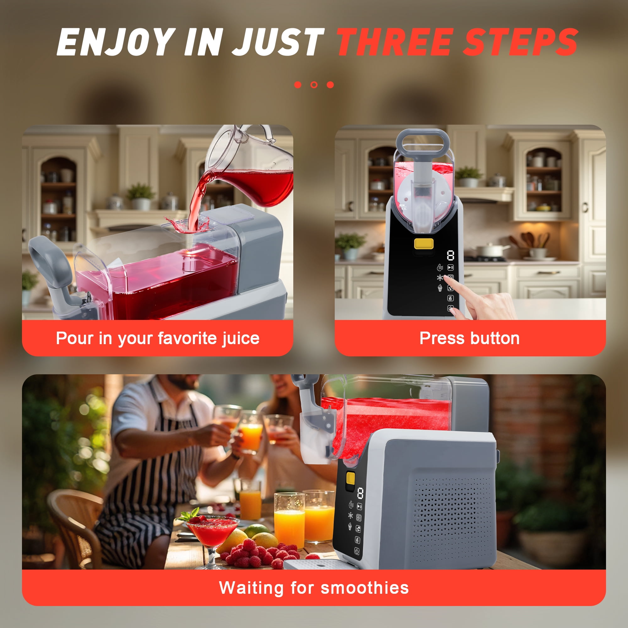 Leumius Slushie Machine, Slushy Machine for Home No ice Needed, Professional Frozen Drink Maker withLED Display, Programs for Frozen Margaritas, lce Cream