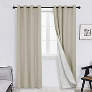 Deconovo Living Room Curtains 2 Panel Sets - 84 Inches Soundproof Curtains, Window Panles for Bedroom with Back Silver Coating (52W x 84L, Light Beige, 2 Panels)