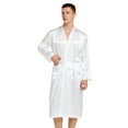 thumbnail image 2 of MSJUHEG Mens Pajamas Set Christmas Pajamas Men'S Solid Color Thin Loose Large Sleeved Spring And Autumn Smooth Cardigan Gown Bathrobe Pajamas For Men White Xxl, 2 of 7