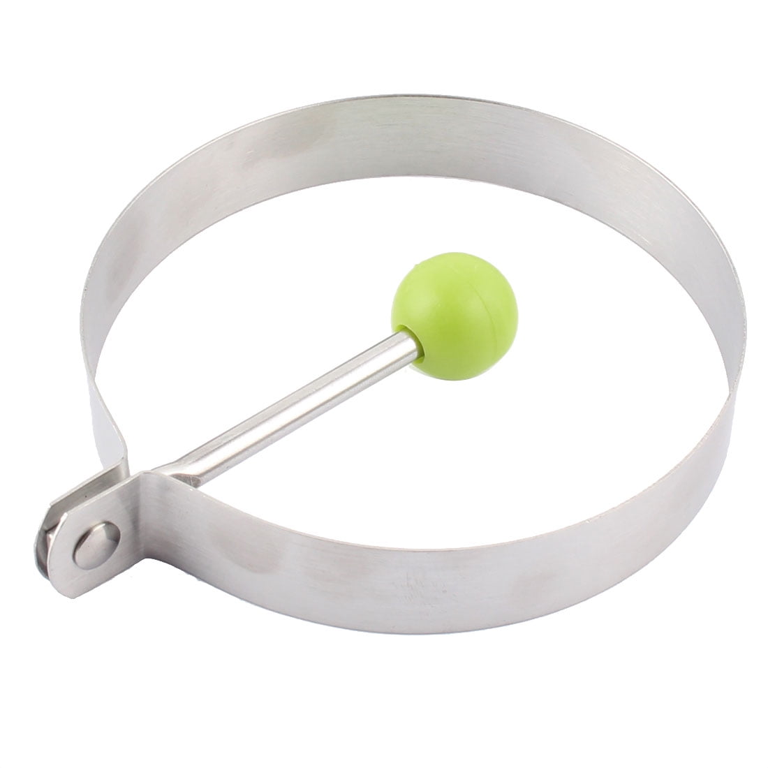 Home Round Shaped Frying Egg Mold Ring Silver Tone Green 8.5cm Diameter