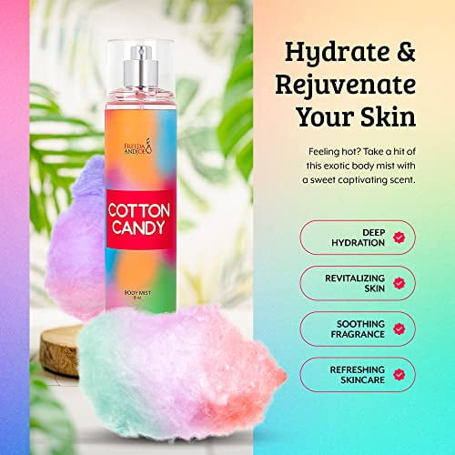 Cotton Candy Body Mist Spray 8 oz Fragancia fina Regalo para su aroma dulce y juguetón
