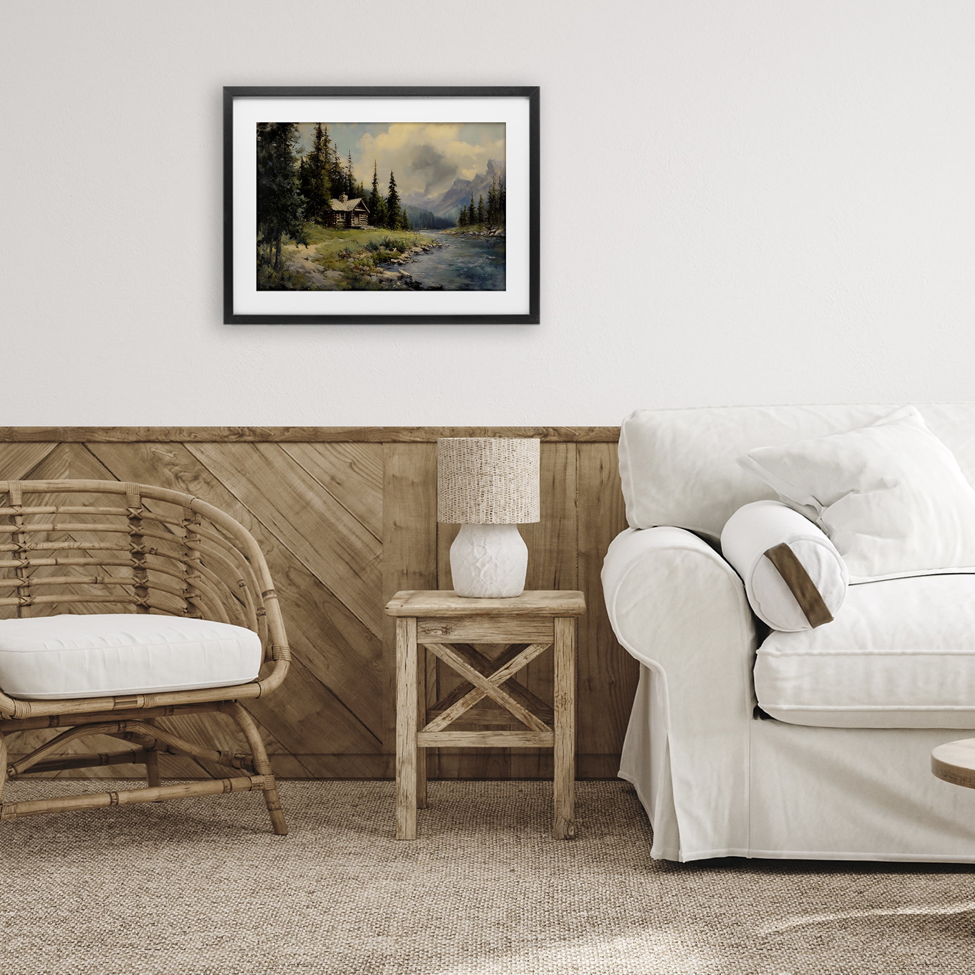 Stupell Industries Creek Cabin Riverside Retreat Black Framed Print Under Glass, design by Franklyn Gregory