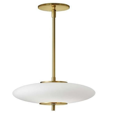 

7.75 in. 20W LED Maddie Glass Pendant Aged Brass & White