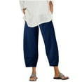 thumbnail image 2 of Teissuly Women's Summer Color Plus Size Cotton And Linen Pants With Pocket Casual Loose Trousers, 2 of 5