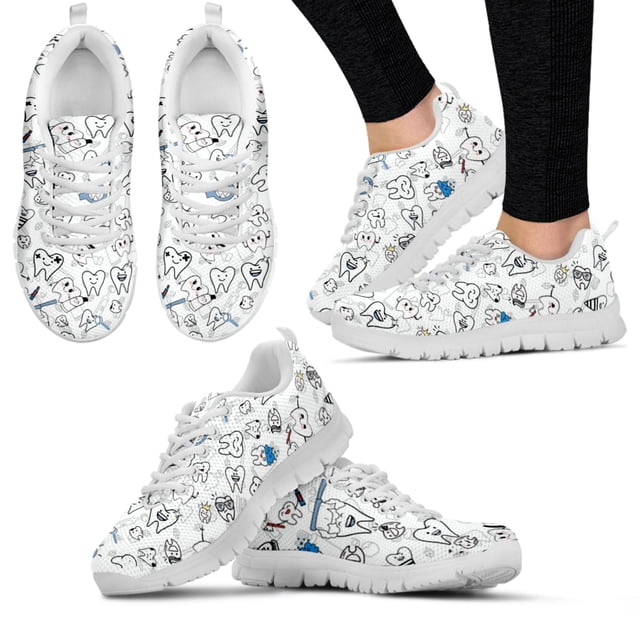 Zapatos planos con estampado de dibujos animados de dientes de dentista para mujer, zapatillas informales transpirables y antideslizantes