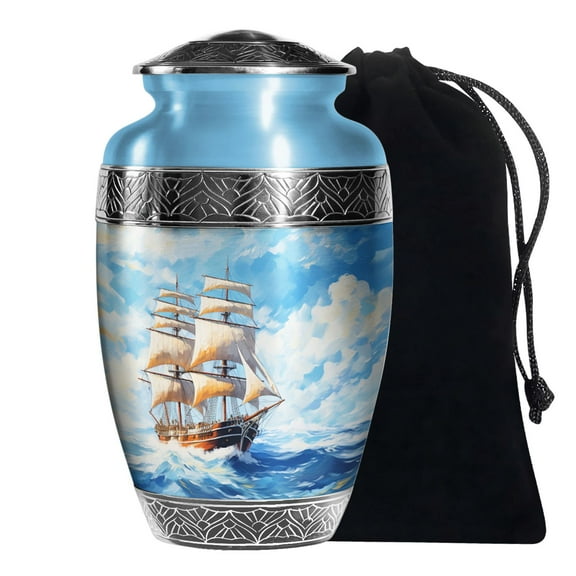KARYLIZ Large Ship Unique Urn For Human Ashes Woman Urns For Adult Man 10 Inch