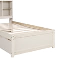 thumbnail image 6 of Twin Size Bed Frame with Built-in USB Port on Bookcase Headboard and 2 Drawers, Solid Wood Platform Bed with Storage Headboard for Boys/Girls/TeensBedroom, No Box Spring Needed, White Washed, 6 of 7