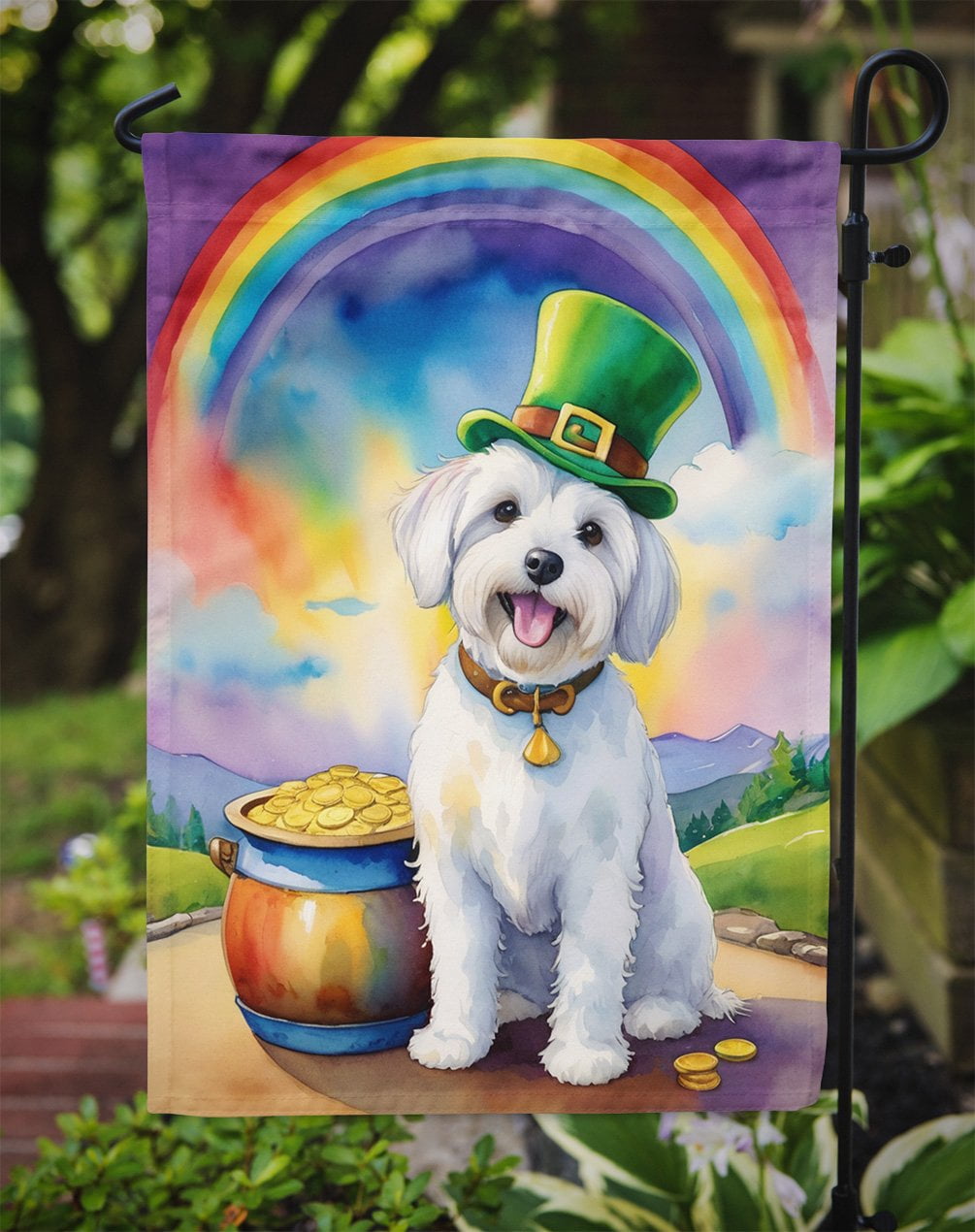 Coton de Tulear St Patrick's Day Garden Flag 11.25 in x 15.5 in