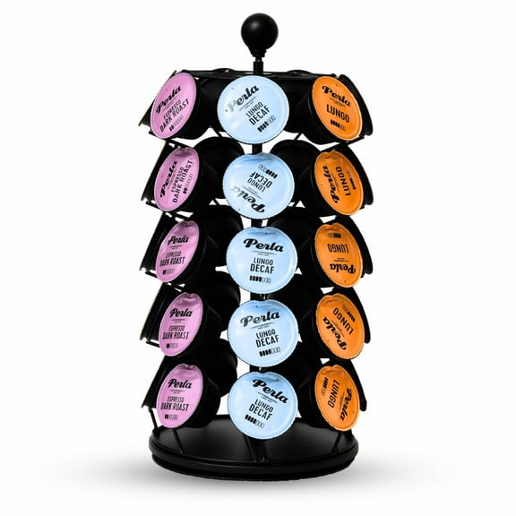 Maypes Coffee Capsule Holder – Pod Holder Compatible with K-Cup Pods – Durable and Elegant Pods Carousel for Kitchen Counters and Coffee Cart - Coffee Pod Holder for 35 Pods – 14.5 x 6.75-inch