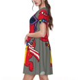 thumbnail image 2 of Fotbe Robe Motif Dinosaure Super Héros Dessin Animé Décontractée Mode Femme Manches Courtes Robe Maxi Robe T-Shirt Rayée Longue à Blocs de Couleur, 2 of 6