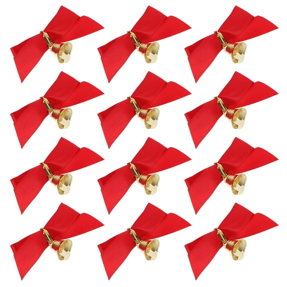 PAMINGONO 24Pcs Red Small Bows for Crafts Mini Bowknot Bell Home and