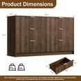 thumbnail image 2 of FURNIWAY 6 Drawer Dresser for Bedroom, 55" Wide Modern Chest of Drawers with Gold Metal Handles, Fluted Wood TV Stand for Living Room, Hallway, Walnut, 2 of 8