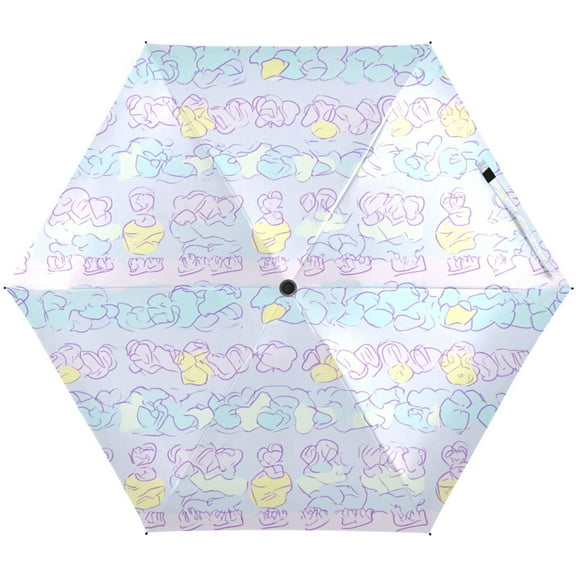 Pastel Clouds Design Umbrellas for Sun Auto Open Close UV50  Waterproof 5-Fold Compact Fiberglass Frame