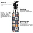 thumbnail image 3 of Yayeee 33oz Double Wall Stainless Steel Water Bottle with Flip Straw, Blue Circle Mosaic, 3 of 7