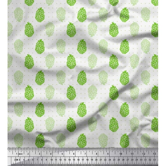 Soimoi Green Cotton Cambric Fabric Dot Fruits Fabric Prints By Yard 42 Inch Wide