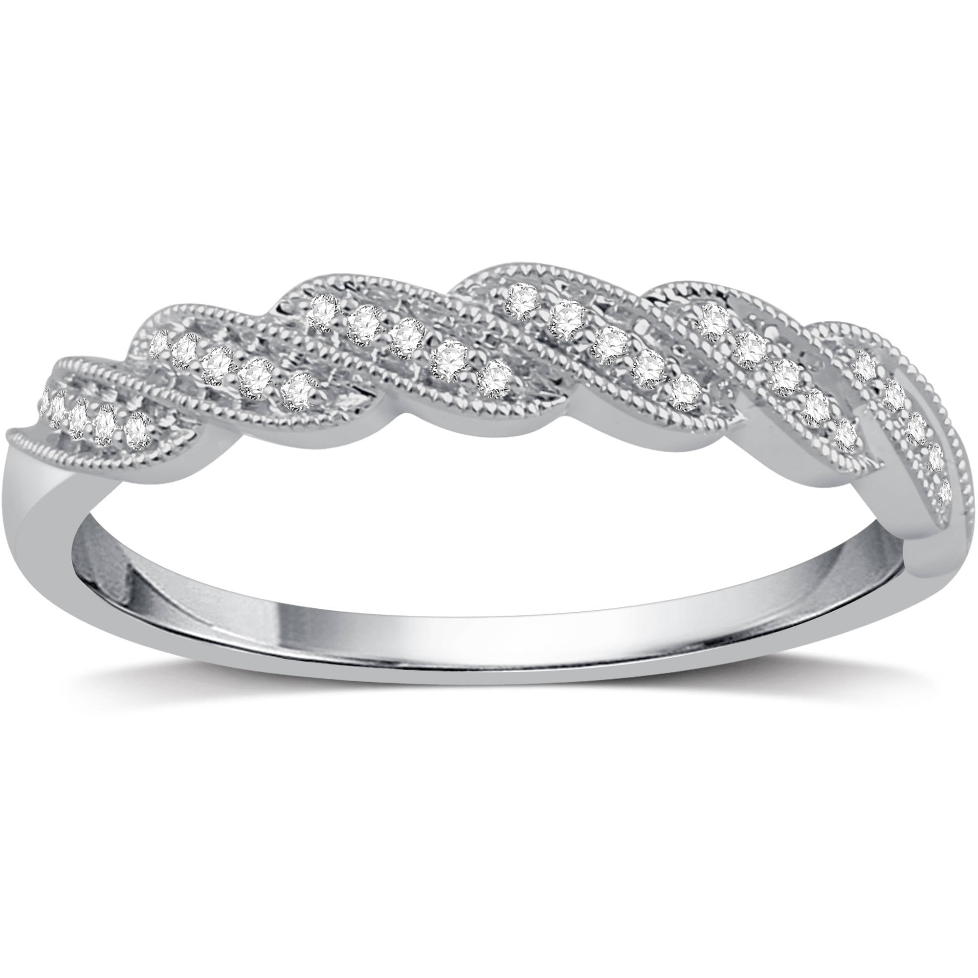 Forever Bride - 1/10 Carat T.W. Diamond 10kt White Gold Twist Wedding ...