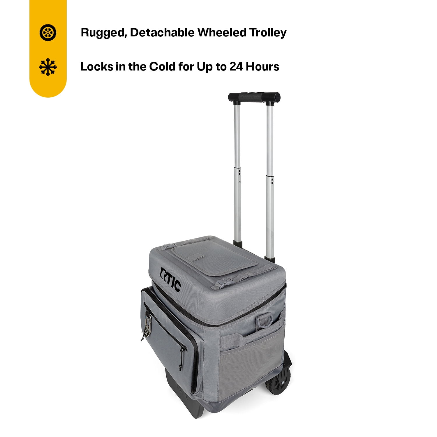 RTIC 40-Can, 21 Qt, Collapsible Wheeled Cooler with Bottle Opener, Smoke