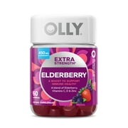 OLLY Extra Strength Elderberry Gummies, Immune Support, Vitamin C, D, Zinc, Berry, 60 ct