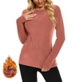 thumbnail image 5 of ZQUUVOU Thermal Shirts for Women Velvet Lined Loose Polluer Solid Color Crew Neck Raglan Sleeve Thermal Base Layer Tops Pink, 5 of 9