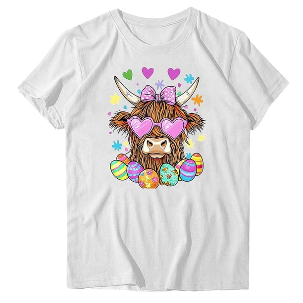 Camisetas de Manga Larga de las Mujeres con Estampado de Pascua, Cuello Redondo Suelto Casual Top para el Uso Diario de Primavera
