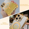 thumbnail image 5 of Magnetic for iPhone 12 Pro Max Case [Compatible with Magsafe] Glitter Cute Love Luxury Plating Plating Bling Clear Phone Case with Full Camera Lens Case for iPhone 12 Pro Max, Gold (6.7"), 5 of 12