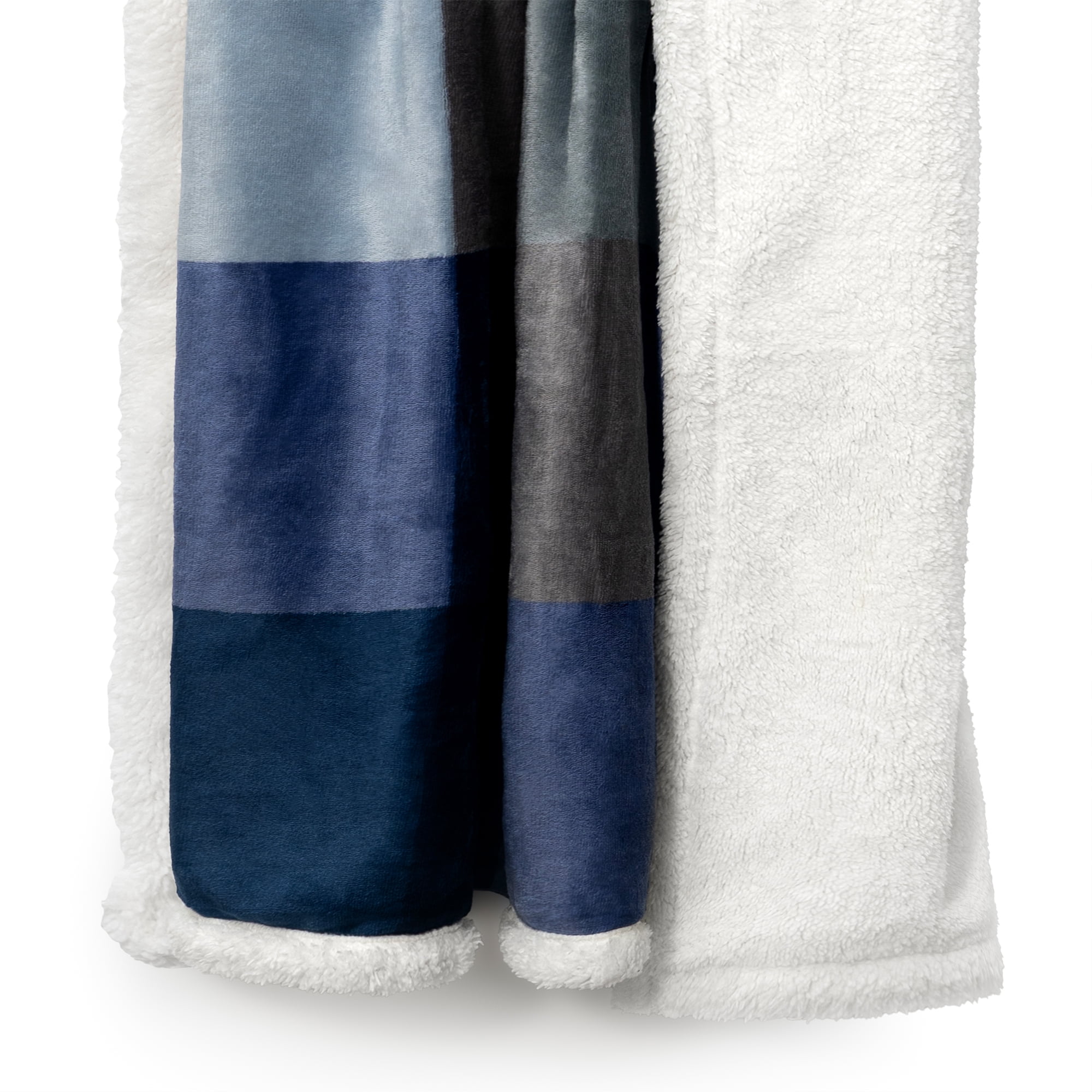 Americanflat 60x80 Oversized Plaid Fleece Throw Blanket - Reversible Sherpa Backing - Ultra Soft Plush Comfort - Cozy Warmth For Couch Or Bed - Blue