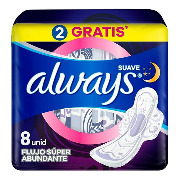 Toallas femeninas Always Nocturna extra largas 8 pzas