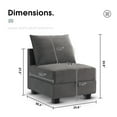 thumbnail image 2 of HONBAY Velvet Armless Chair Middle Module for Moduler Sofa , Dull Grey, 2 of 3