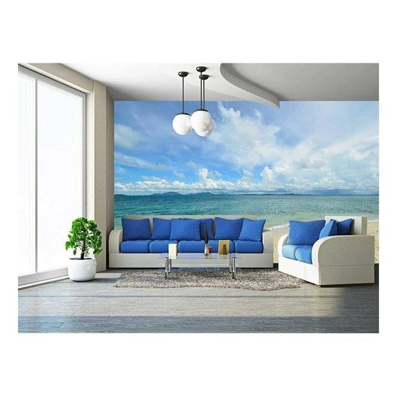 wall26 - Peaceful White Sand Beach at Talu Island,Thailand - Removable Wall Mural | Self-Adhesive Large Wallpaper - 66x96 inches