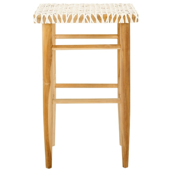 SAFAVIEH Kaleo Rectangle Backless Bar Stool, Natural/White