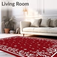 thumbnail image 2 of ODIKA 5'x7' Machine Washable Non-Slip Area Rug, Elegant Frosty Wonderland Decorative Yarn Hook Seasonal Gift High Traffic Rug, Red, 646963, 2 of 7
