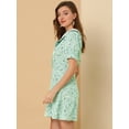 thumbnail image 4 of Vestido Camisero De Manga Corta Entallado Y Acampanado Con Cuello En Contraste Y Volantes Con Pajarita Y Cuello En Contraste Para Mujer Verde XL, 4 of 6