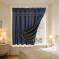 thumbnail image 4 of Usbinx Life No Drill Blackout Curtain Double Layer Thermal Insulated Room Darkening Drapes Rental Friendly Window Covering for Bedroom Living Room Bay Window 39x35 Inch, 4 of 7