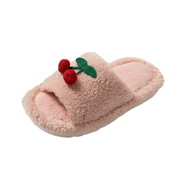 Wensltd Pantoufles Plates Duveteuses pour Femmes en Mousse Mémoire Automne Hiver Mignonnes à Bout Ouvert Pantoufles de Maison Rose Intérieur Extérieur