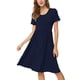thumbnail image 1 of Vestido de manga corta casual de verano para mujer Vestido de cintura imperio con bolsillos Adepaton WRMH-940-8, 1 of 5