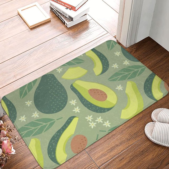 Front Door Mat Avocado Bedroom Entryway Rug Non-Slip Washable Indoor Carpet Doormat Decorative Low Profile Area Rug for Home Living Room Bedroom Laundry Floor Decor, 24 x 16 Inch