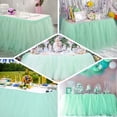thumbnail image 4 of Efavormart 14ft Mint FULL SIZE 4 Layer Fluffy Tulle - Tutu Table Skirt for Party Events fits 6ft rectangle/48in round table, 4 of 11
