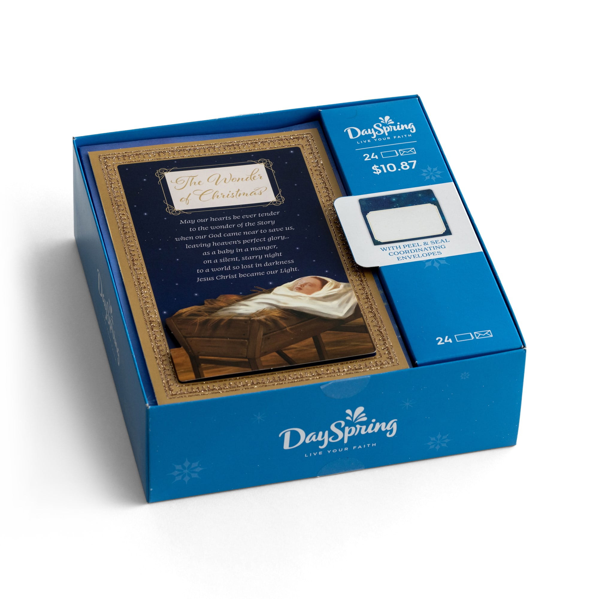 DaySpring 24 Inspirational Christmas Boxed Cards, Jesus in manger, The Wonder of Christmas