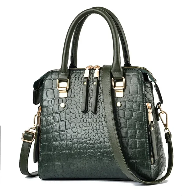 Bolso de hombro de cuero PU para mujer, bolso de mano de lujo con patrón de cocodrilo, bolso con asa de diseño, bolso cruzado de hombro para mujer, invierno, nuevo