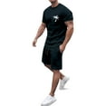 thumbnail image 2 of LEKDFST Men's 2 Piece Short Sets Graphic Print Short Sleeve T Shirts and Drawstring Shorts Clothing Set Black L, 2 of 5