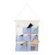 thumbnail image 1 of 7 Pockets Cute Cartoon Pattern Wall Hanging Bag Cosmetic Makeup Brush Storage OrganizerBlue Tiger, 1 of 5