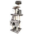 thumbnail image 3 of 72 Inch Cat Tree with Sisal-Covered Scratching Posts, Multi Level Kitty Playhouse with Condo, Baskets, Bed, Perches, Toys, Ladder Cat Tower Furniture (Gray), 3 of 3