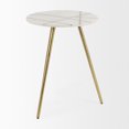 thumbnail image 3 of Vivienne  White Marble Antique Gold Metal Round Large Side Table, 3 of 10