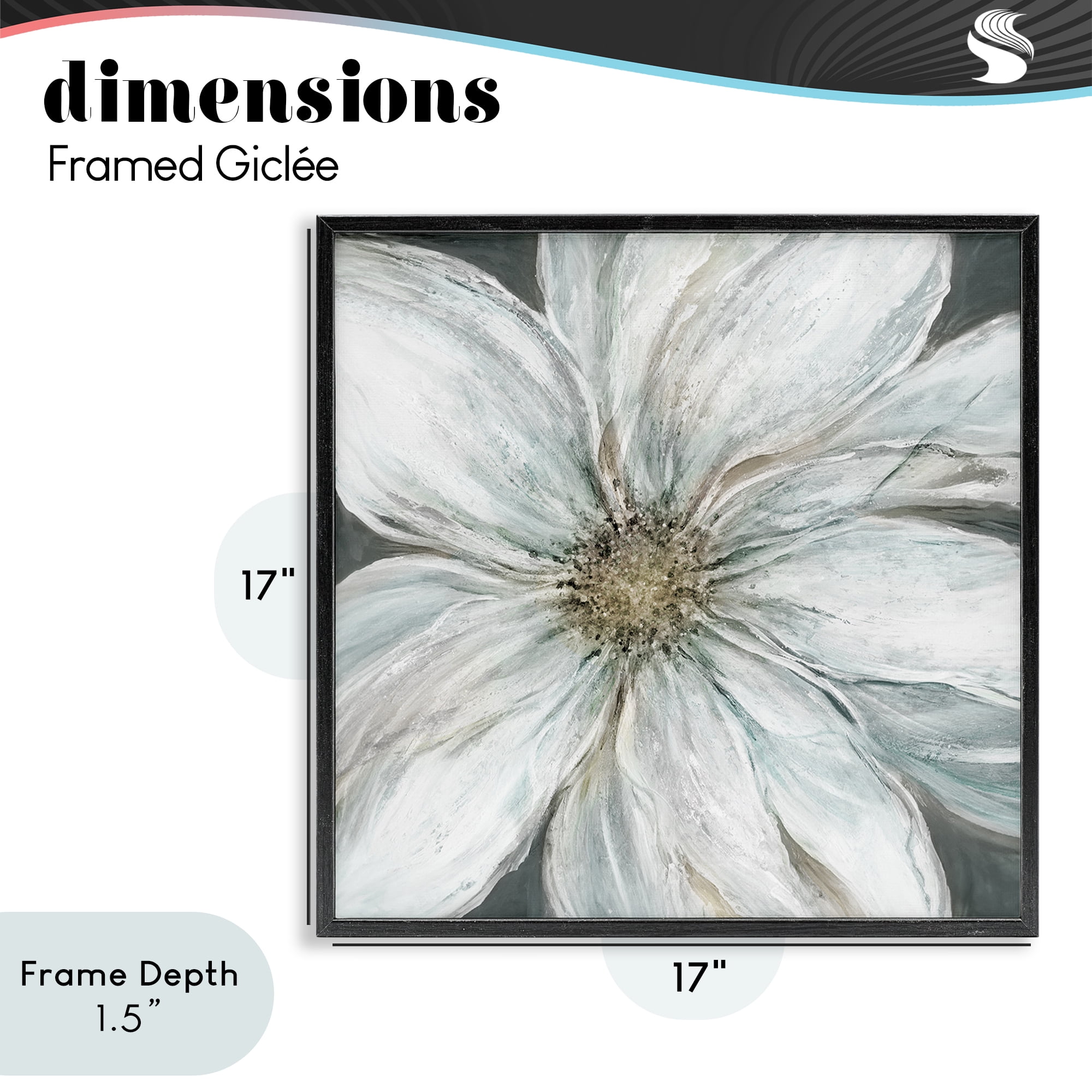 Stupell Industries Large White Flower Closeup Black Framed Giclee Art, design by Carol Robinson
