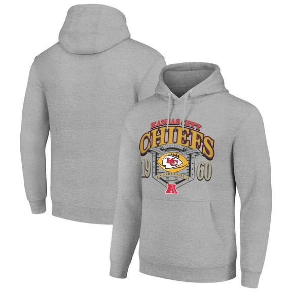 Men's Starter Heather Gray Kansas City Chiefs 80s Retro Pullover Hoodie