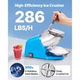 thumbnail image 2 of Electric Commercial Ice Shaver Crusher 286LBS/H Snow Cone Machine Blue Silver, 2 of 8