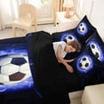 thumbnail image 5 of Erosebridal Soccer Ball Games Kids 7-Piece Twin Bedding Sets,Black Blue Bedding Comforter Set For Football Lovers,Reversible Black, 5 of 7