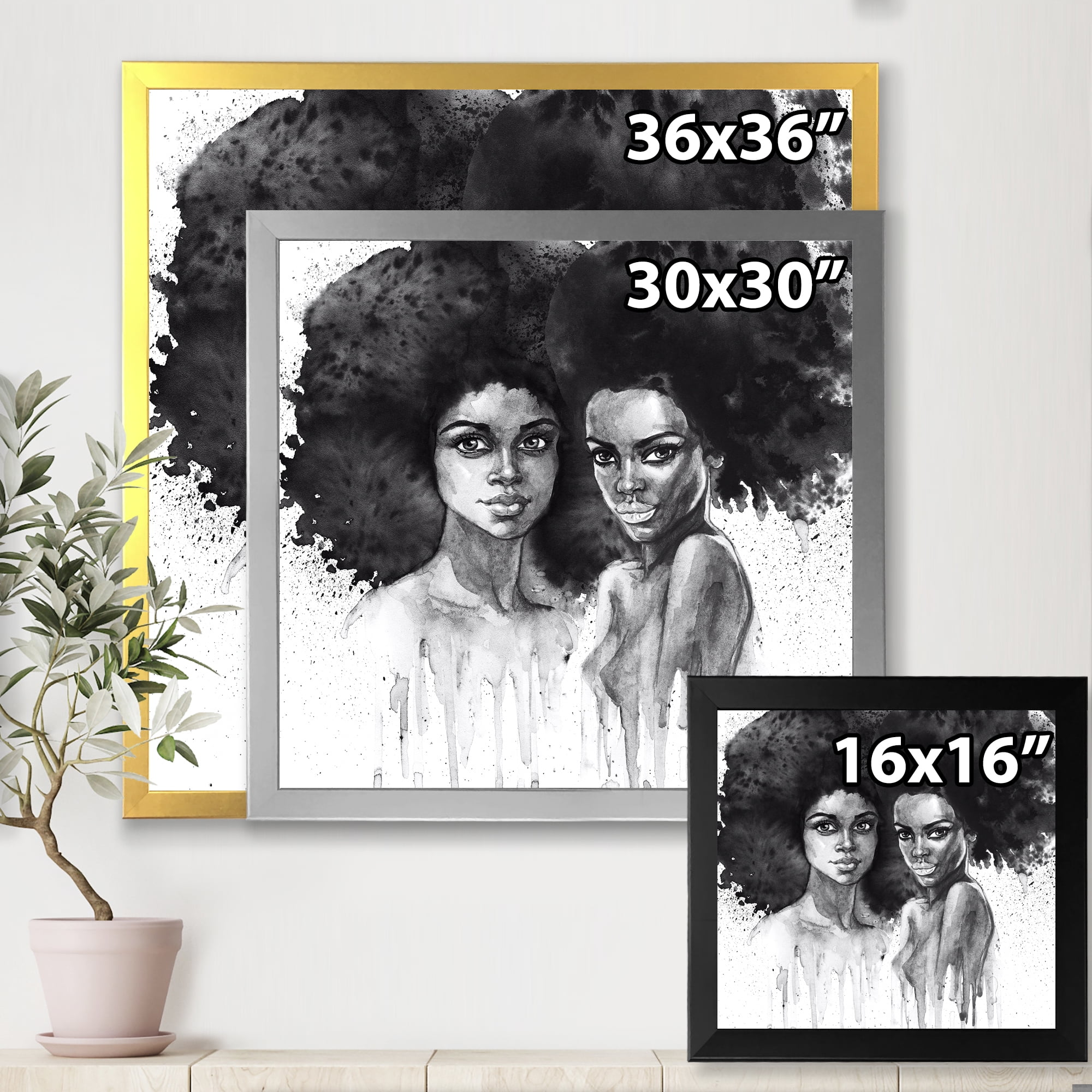 Designart 'Portrait of Afro American Woman XI' Modern Framed Art Print